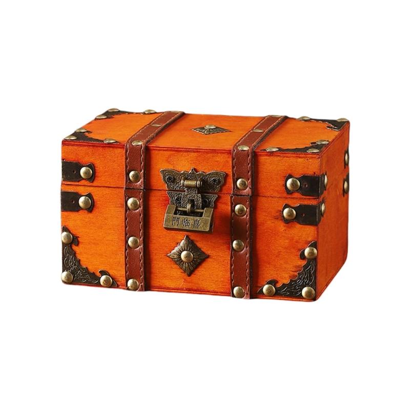 Cultural Leather Jewelry Case With Security Mechanism For Home Decoration And Storage Elegant Treasures Chest