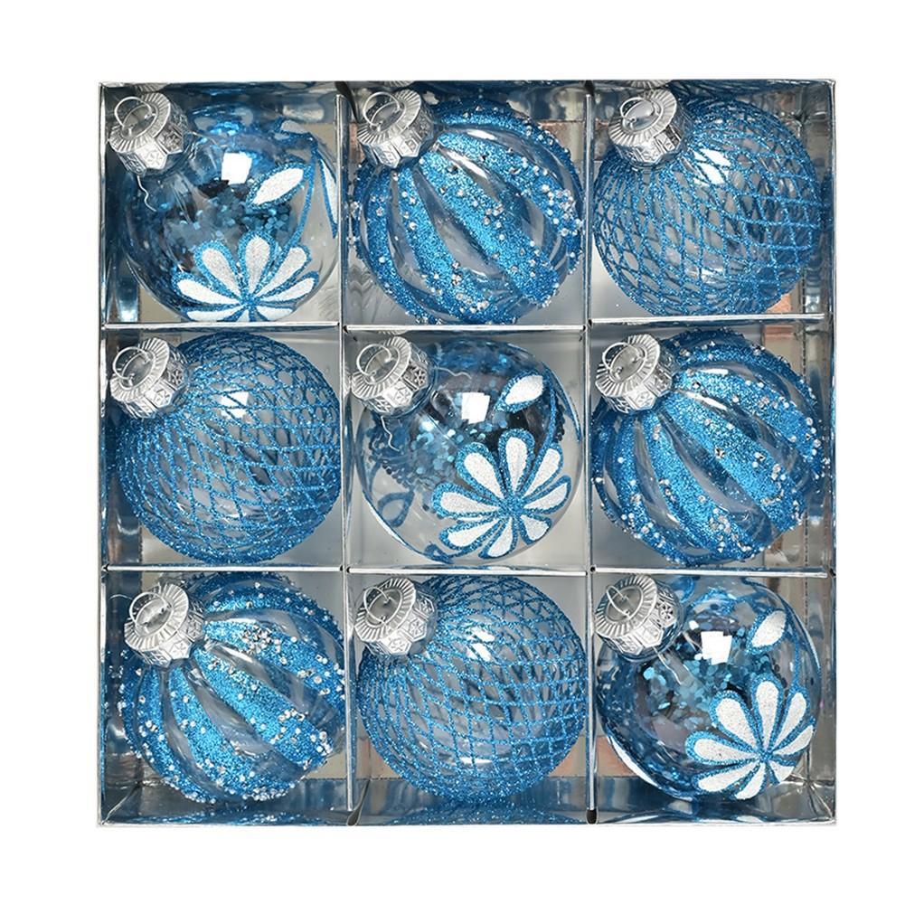 

8 см 9 шт елочные шары пластиковые украшения для декора дерева блестящие цвета Blue