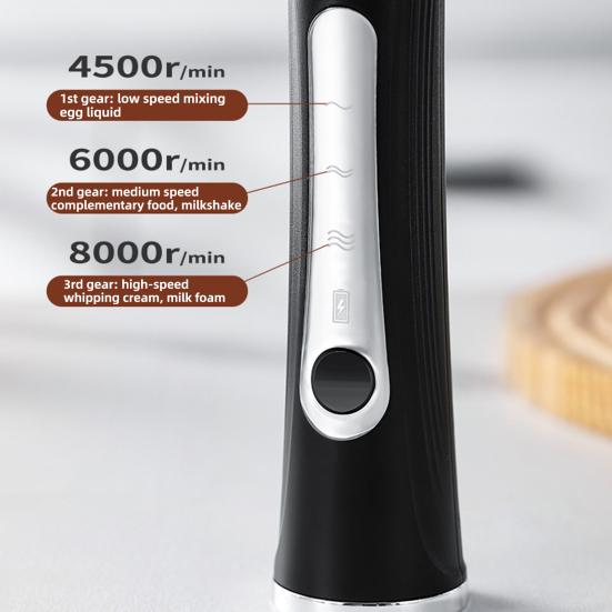 Electric Milk Frother Rechargeable Egg Beater 3 Speeds Wireless Egg Whisk Handheld Foam Maker for Latte Cappuccino