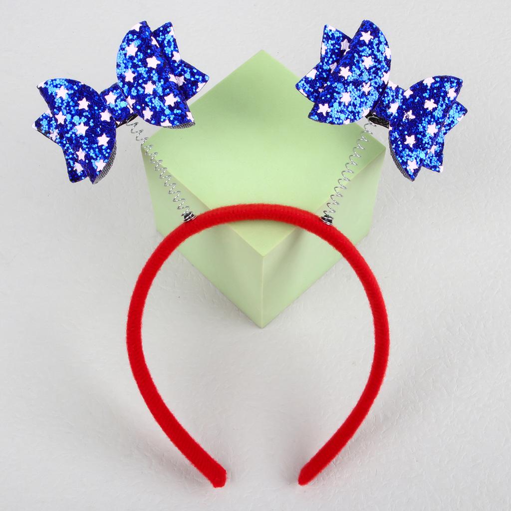 Fashion USA Independence Headbands for Girls Glitter Hair Bows Hairbands Star Bows Headbands Girls Kids Party Hair Accessories