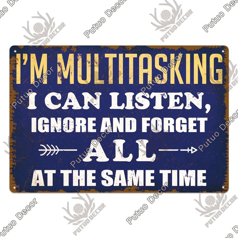 Putuo Decor Funny Sarcastic Vintage Posters Tin Signs Retro Plaque Metal Plate Wall Art Decor for Home Living Room Unique Gift