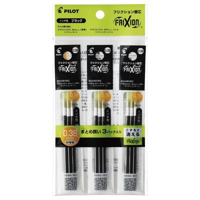 Pilot Ballpoint Pen Refill Friction Multicolor Slim 0.38 Black 3 Pieces Sets PLFBTRF90UF3B3