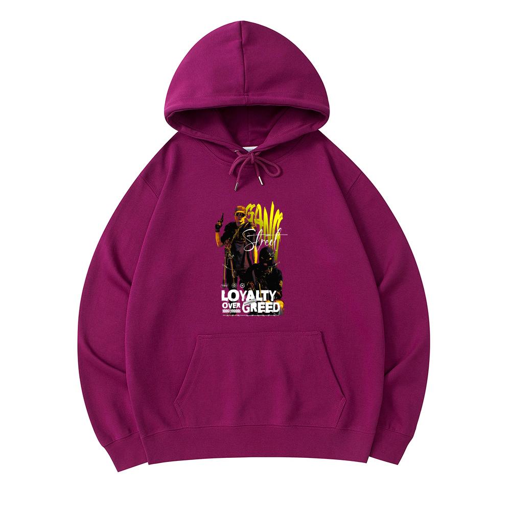 

300 GSM Men s Cotton Hoodies Loyality Over Greed Print Premium Cotton Sweatshirt XS армия зеленый