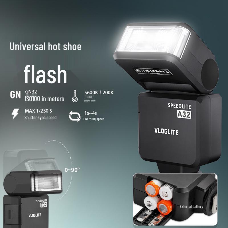 Вспышка 8VLOGLITE A32 для DSLR/беззеркальной камеры с TTL и высокоскоростной синхронизацией, композитный башмак, портативный дизайн
