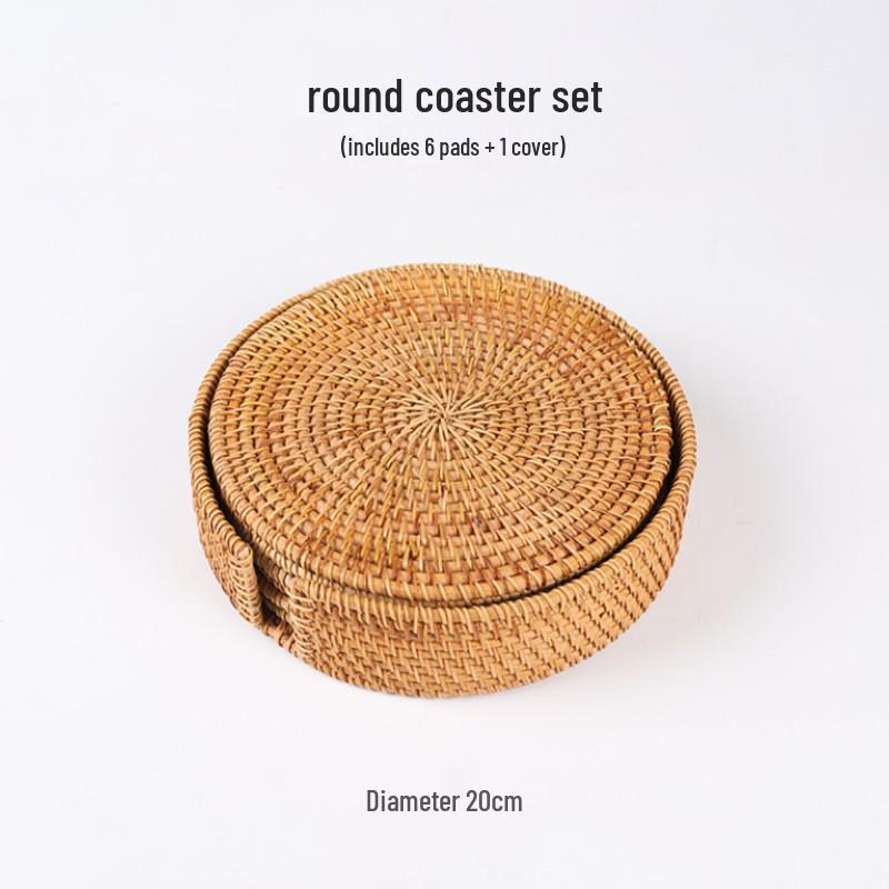 Vietnamese Rattan Tea Coaster Set: Autumn-Inspired Insulating Mats for Tea Ceremony and Kung Fu Tea Set Accessories