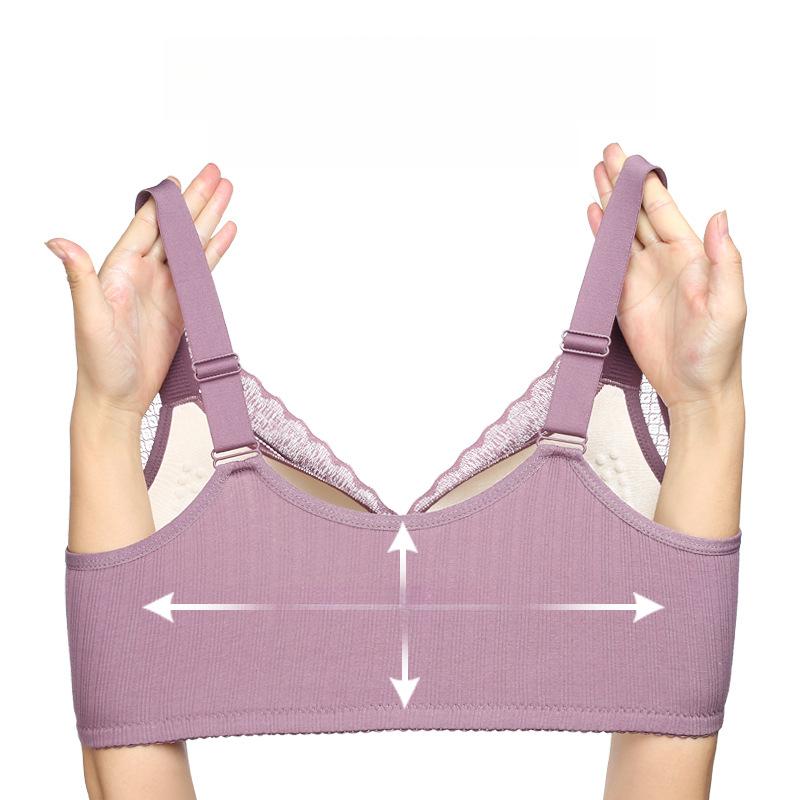 Lace Front Button Lingerie Women's Styling Cup with Adjustable Shoulder Straps for Middle-aged and Elderly Plus Size Without Steel Rims Bra