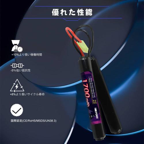 9.6V Nickel-Metal Hydride Battery, High Capacity 1700mAh, with Small Tamiya Plug, Compatible with a Wide Range of Electric Guns and Airsoft Guns