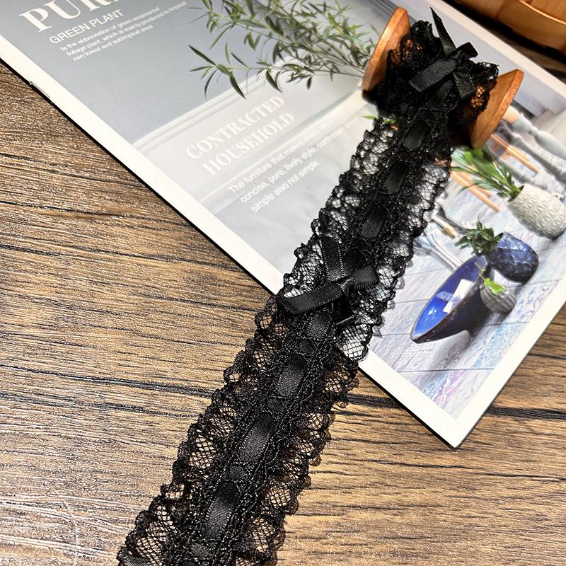 1Yard Bow Pleated Lace Trim Handmade Diy Decoration Baby Clothes Skirt Hem Clothing Lace Accessories Curtains Home Decoration