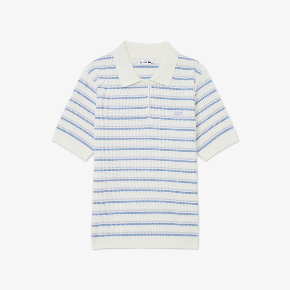 Lacoste Women's Striped Sweater Polo Shirt PF710E-56GAEY