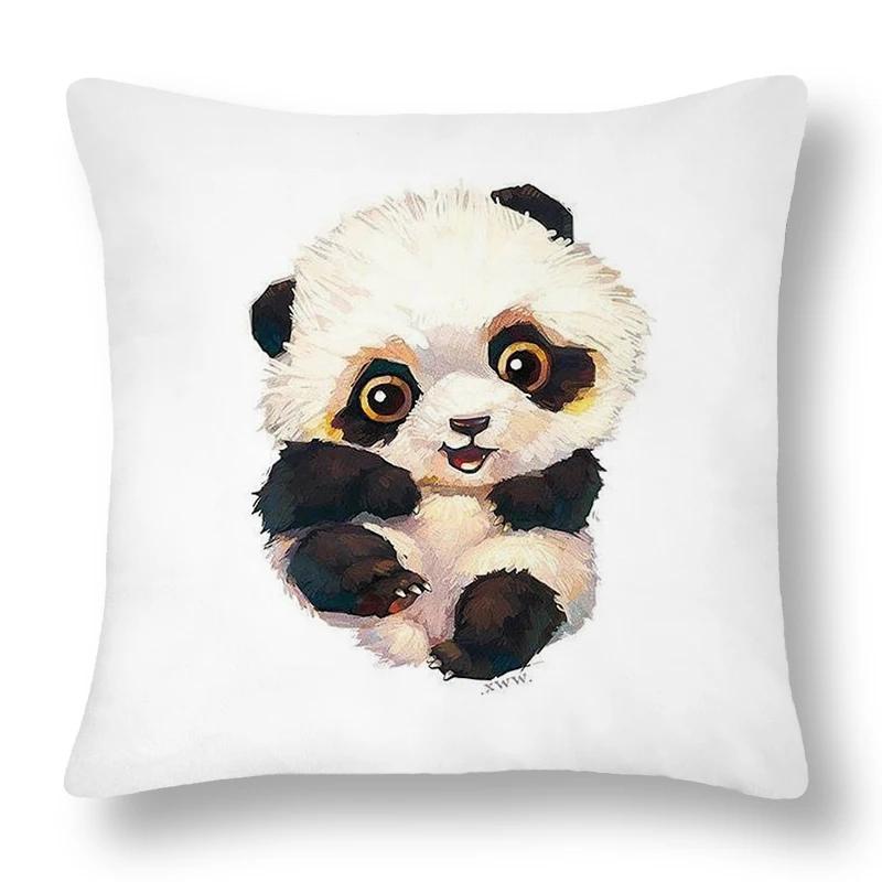 Cartoon Animal Panda Lion Pattern Cushion Cover Pillowcase Home Bedroom Living Room Sofa Car Decorative