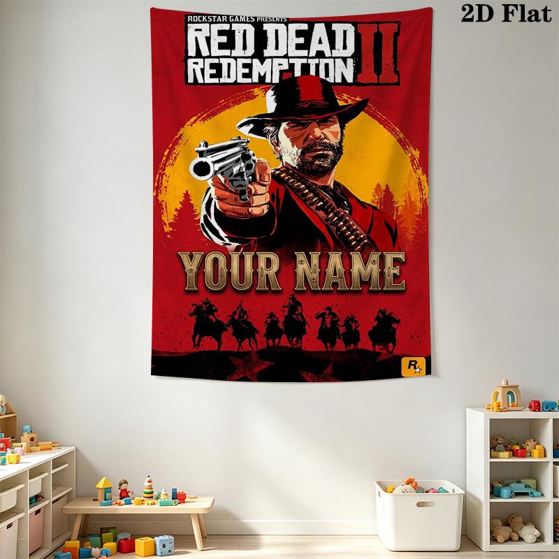 Name Custom RDR2 Game Wall Tapestry Aesthetic Wall Hanging Printed Fabric Blanket Decorative Tapestries for Bedroom Living Room Home Decor