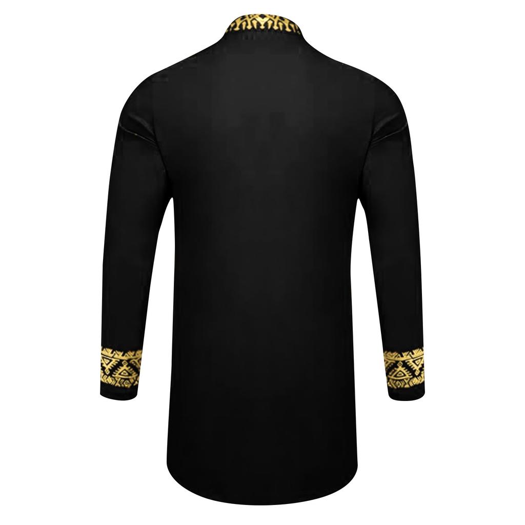 Men's Fashion Ethnic Style Robe Suit Men's Casual Hot Stamping Printed Robe Suit