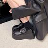 Thick-soled Black Small Leather Shoes Women's 2025 Spring and Autumn New Retro British Style Round Head Muffin Bottom Loafers Women's Single Shoes