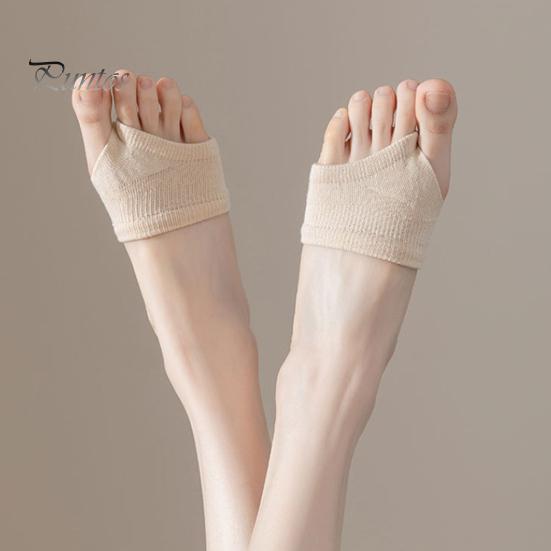 Solid Color Foot Covers Women Flip-Flop Socks, Cotton Open Toe Half Flip Flop Socks Thongs Liner for Flops Clogs Slides Seamless Fit