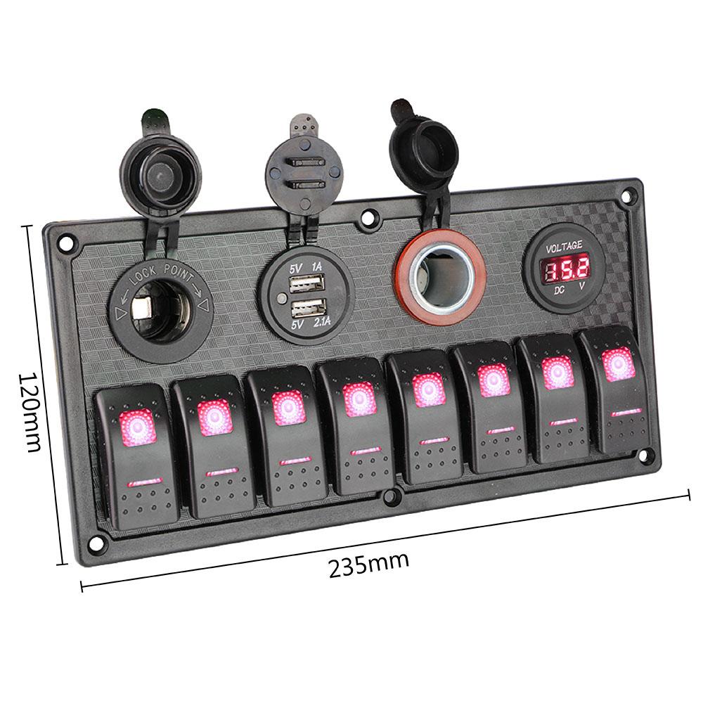 24V 12V Switch Panel 8 Buttons Car Light Toggle USB Chargers Power Adapter Caravan Accessories for Boat Van Truck Trailer Marine Battery Switches5