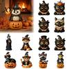 Verzamelbaar Katten Cadeau Vintage Halloween Houten Beeldje, Rustieke Heks Zombie Uil Kikker Tafelblad Leuke Bureau Decoratie Ornament, Boerderij Gelaagd Dienblad