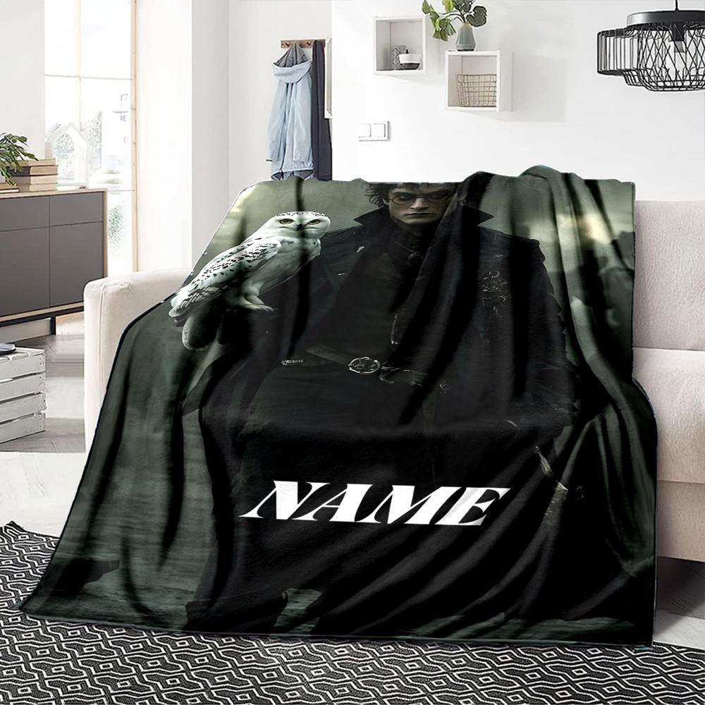Custom Name Hogwarts Crest blanket for Couch & Bed, Plush Cozy Fuzzy Blanket Super Soft & Warm Blankets for Fall and Winter. 0908115