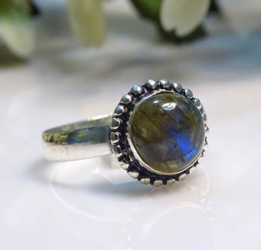 Labradorite Gemstone Solid 925 Sterling Silver Handmade Boho Designer Statement Ring Unique Gift Jewelry
