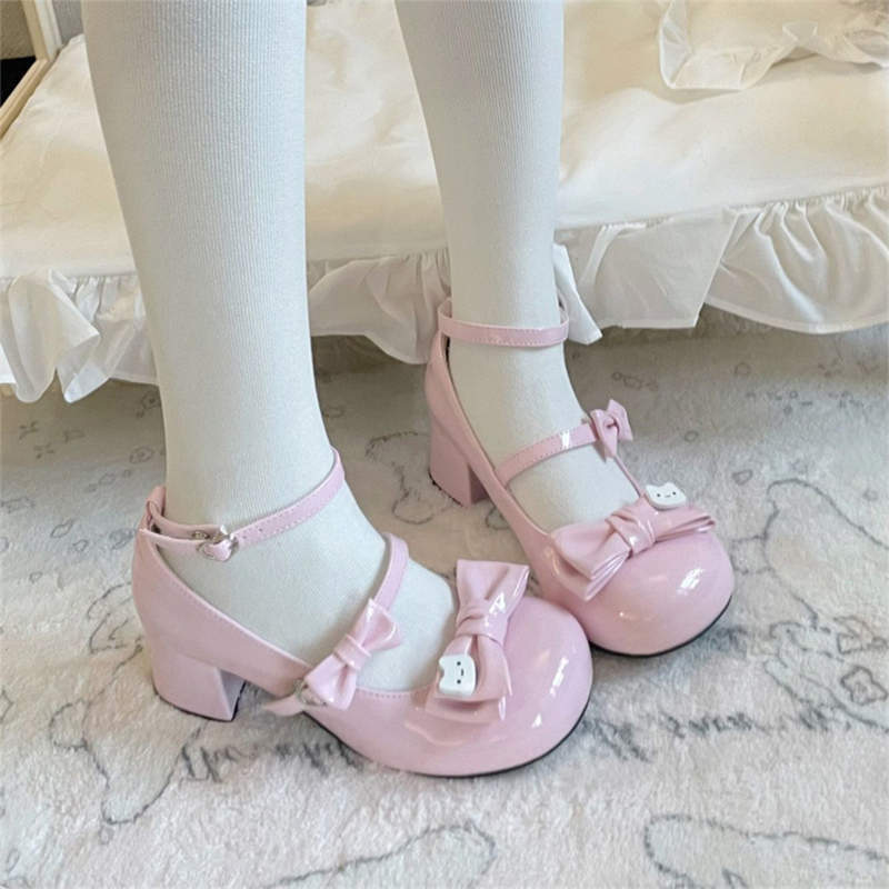 jk small leather shoes female sweet cute lolita shoes fairy small puff bow cute versatile lolita single shoes