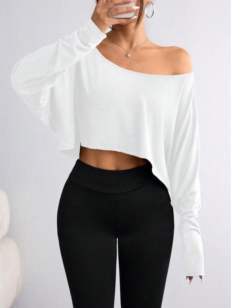 2025 Trendy European Off-Shoulder Women’s Loose Base Layer Top