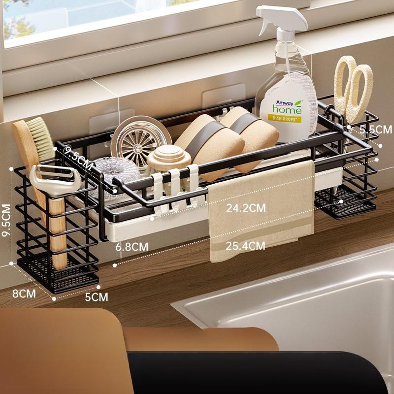 Kitchen Sink Rag Drain Rack Faucet Storage Rack Household Pool Wall Mounted Multi Function Seasoning Basket