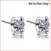 Square Four-Prong Zirconia Crystal Stud Earrings - Fashionable Jewelry for Women