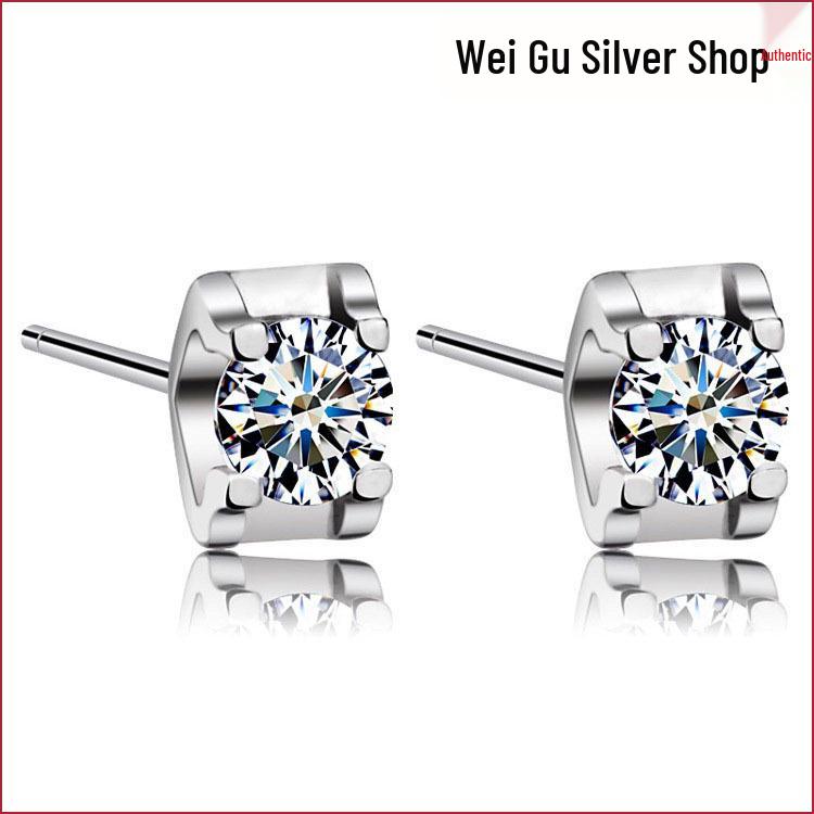 Square Four-Prong Zirconia Crystal Stud Earrings - Fashionable Jewelry for Women Electroplated медно-цинкового сплава