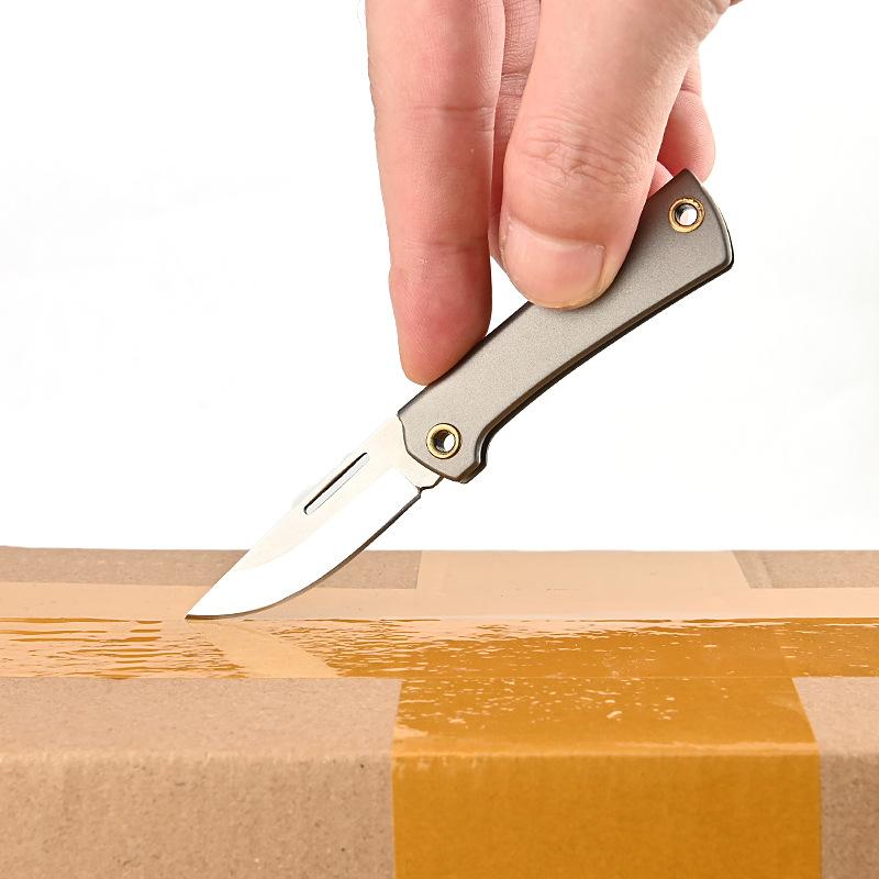 Titanium Alloy Outdoor Portable Mini Folding Fruit Knife D2 Steel Sharp Blade Survial Keychain Pocket Knife For Camping EDC