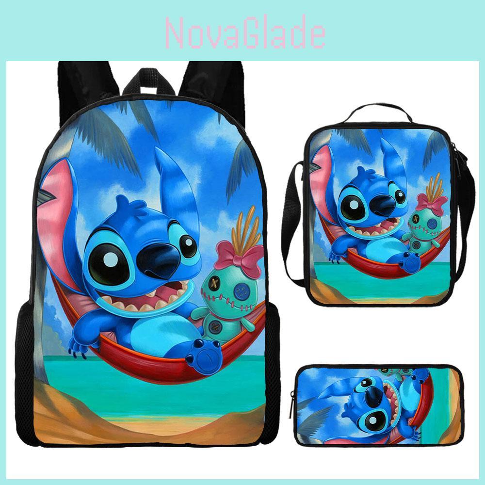 New Arrival Stitch Cartoon Backpack Set For Elementary School Students Cute Shoulder Bag Pencil Case Included