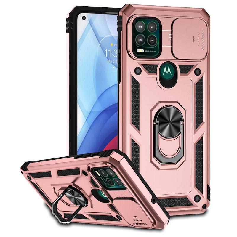 QWFür Motorola Moto G PURE G Power STYLUS Fusion Hülle Luxus Auto Magnetring Panzer Handyhülle für Moto PLAYSilikon Rückseite