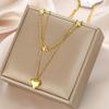 316L Stainless Steel New Fashion Fine  2 Layer Lovers Many Love Heart Charms Chain Choker Necklaces & Pendants For Women