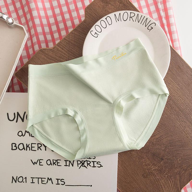 Women's Spring and Autumn 32A Antibacterial Mid-waist Traceless Extended Crotch Panties