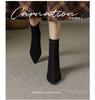 Elastic short boots women's autumn and winter 2025 new thick heel pointed suede splicing bare boots medium heel thin boots