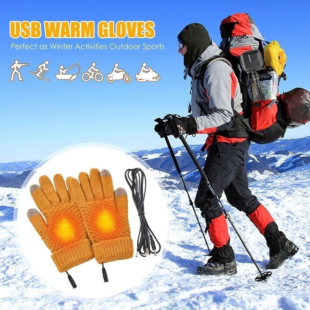 Thickened Touch Screen Knitted Gloves Full Finger Warmer Winter Electric Mitten Heated Gloves