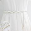 Cinturón Fino con Colgante de Perla Ajustable para Vestido Falda Cadena para la Cintura Decoración de Vestido para Mujer