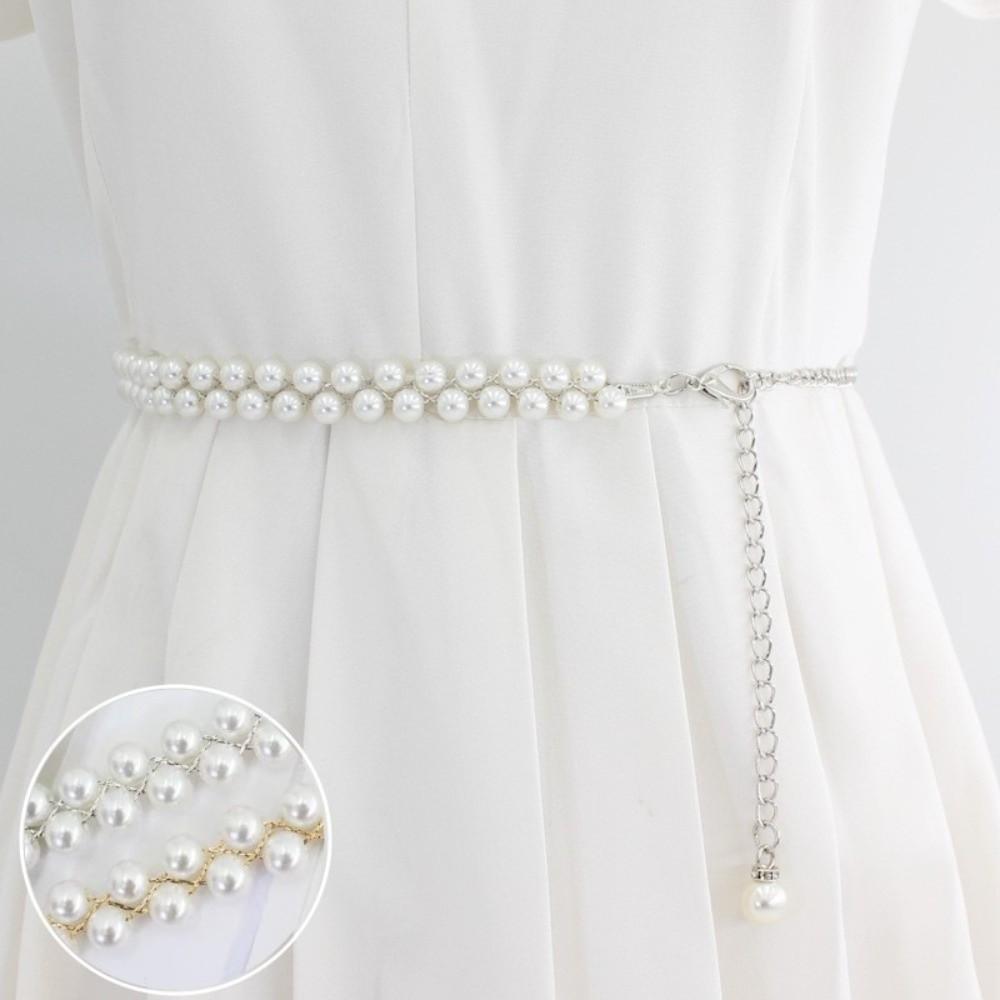 Thin Pearl Pendant Belt Adjustable Dress Skirt Belt Belly Chain Belt Women Dress Decoration