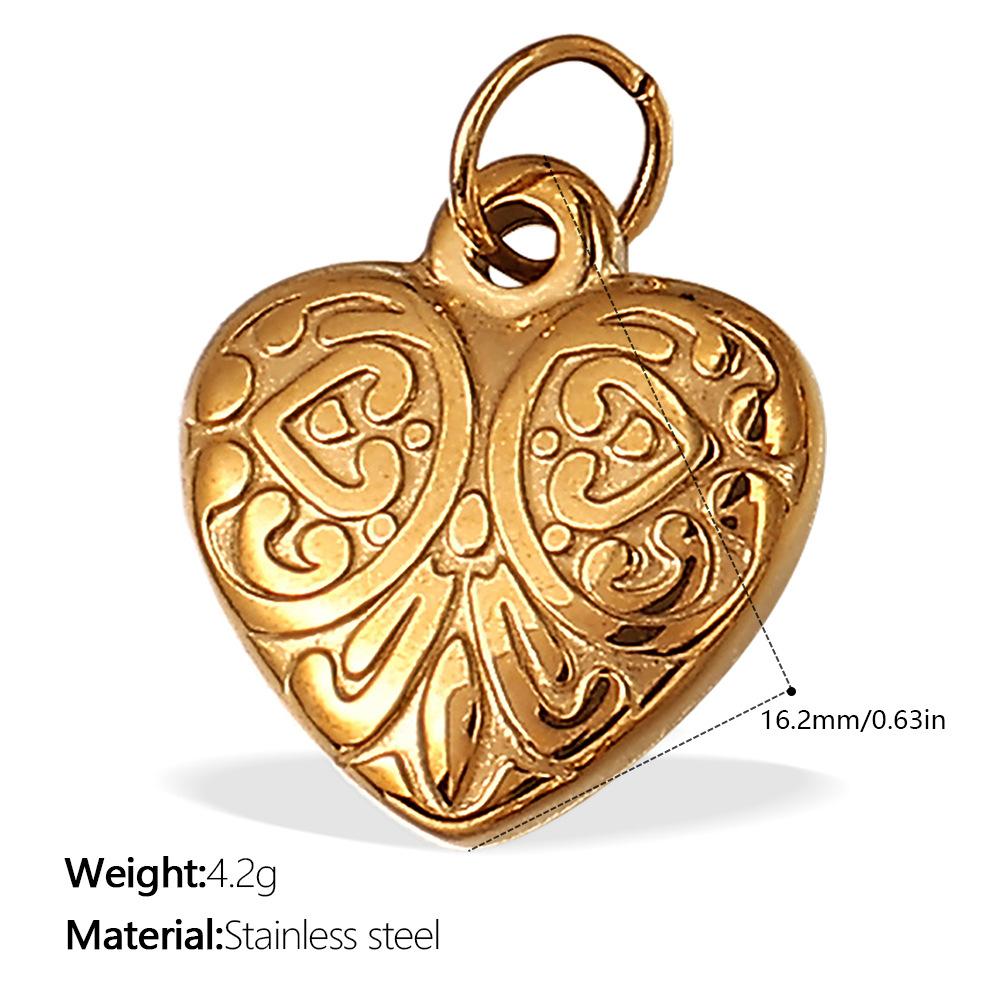  DIY Stainless Steel Gold Color PVD Plated Heart-Shaped Pendant Accessory for Handmade Jewelry Making Wholesale