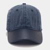 Retro Leather Hat Contrasting Color Soft Top Baseball Cap Showing Small European and American Fashionable Baseball Cap Covering Men and Women