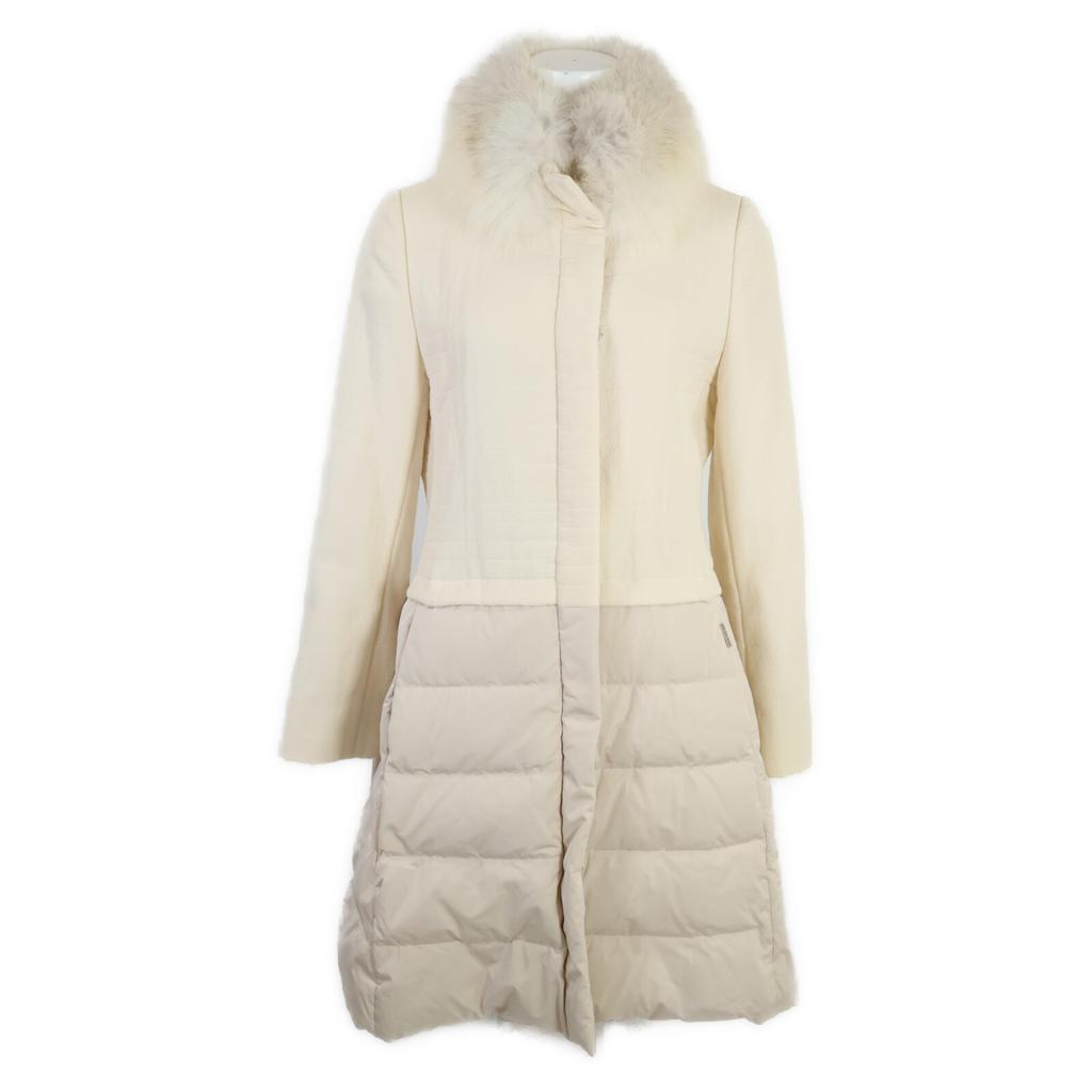 FOXEY Boutique 34690 Alpaca blend down jacket with fox fur and contrasting design coat 38 IvoryUsed