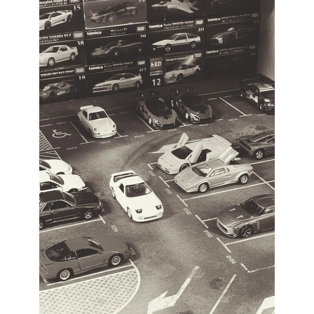 Escena de Modelo de Coche 1/64 Con Estacionamiento Tiro Garaje Base de Suelo Alfombrilla