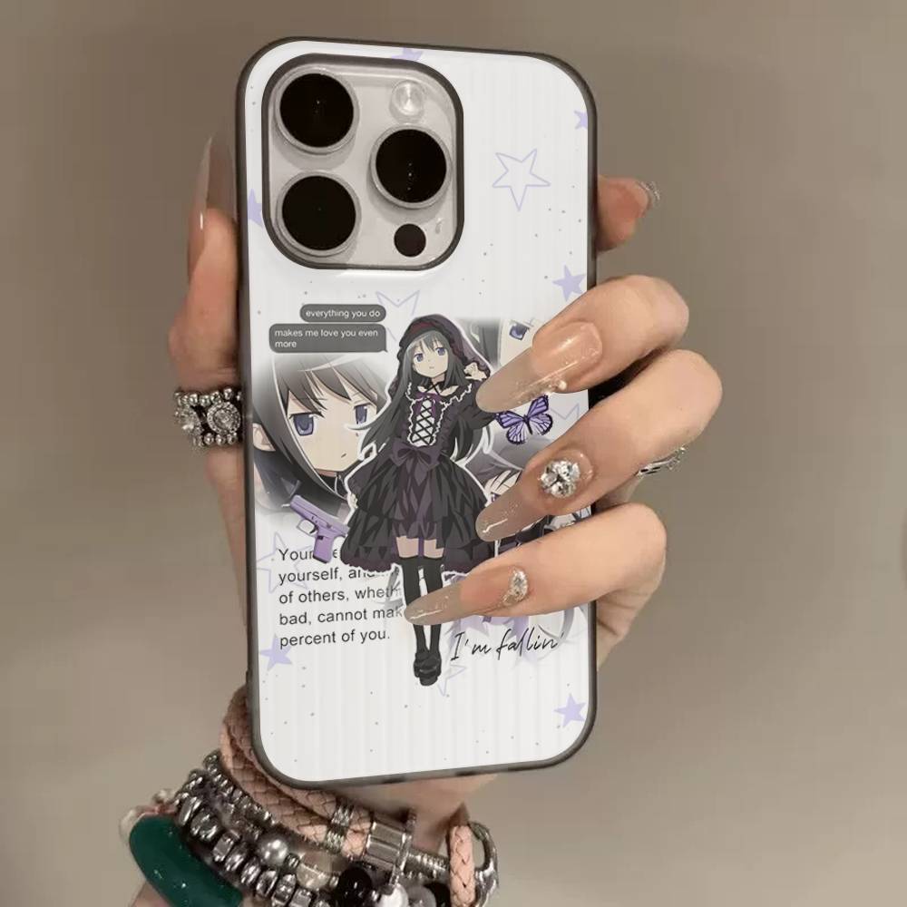 Cute Anime Puella Magi Madoka Magica For Phone 17 16 15 14 13 12 11 Pro Max Plus Pro Air Phone Case Corrugated Stripe Back Cover