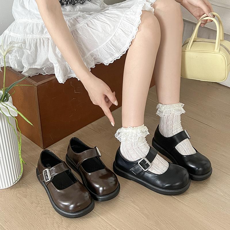 Retro Black French Round Head Light Mouth Flat Sole Shoes Women's Summer 2025 New with Skirt Versatile Mary Jane Shoes