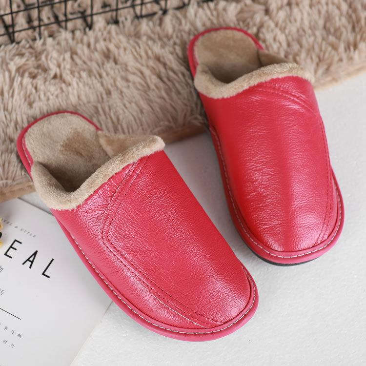 Fashion Large Size Men's Autumn Home Shoes Unisex Genuine Leather Slippers Comfortable Indoor Slippers Flat
