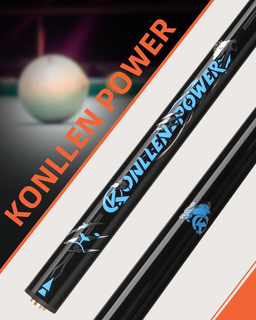 KONLLEN Heavy Hitter Jump Break Carbon Fiber Break Jump 13mm Tip Punch Cue Jump Billiard Pool Stick Cue, 3-Piece Cue, Cue,