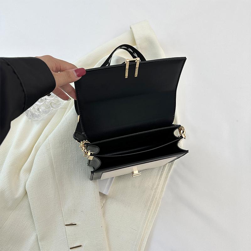 1pcs Wide Shoulder Strap Small Square Bag PU Contrasting Color Women's Bag Suitable for Mobile Phone Small Wallet