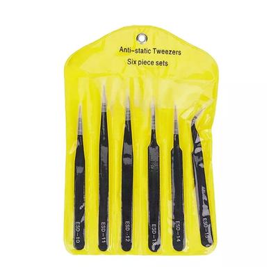 6-teiliges Handwerkzeug-Set aus Edelstahl mit gebogenen und geraden Spitzen für Nagelkunst, Strasssteine ​​und Perlenarbeiten