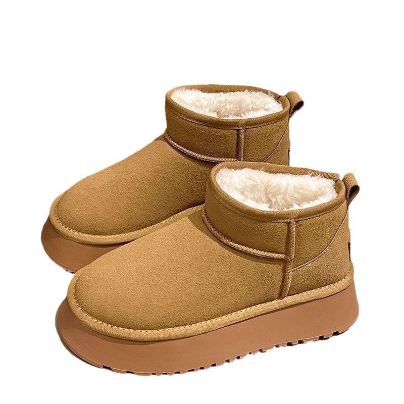 thick-soled velvet thickened short snow boots for women's autumn and winter new versatile lazy people pedal warm cotton shoes