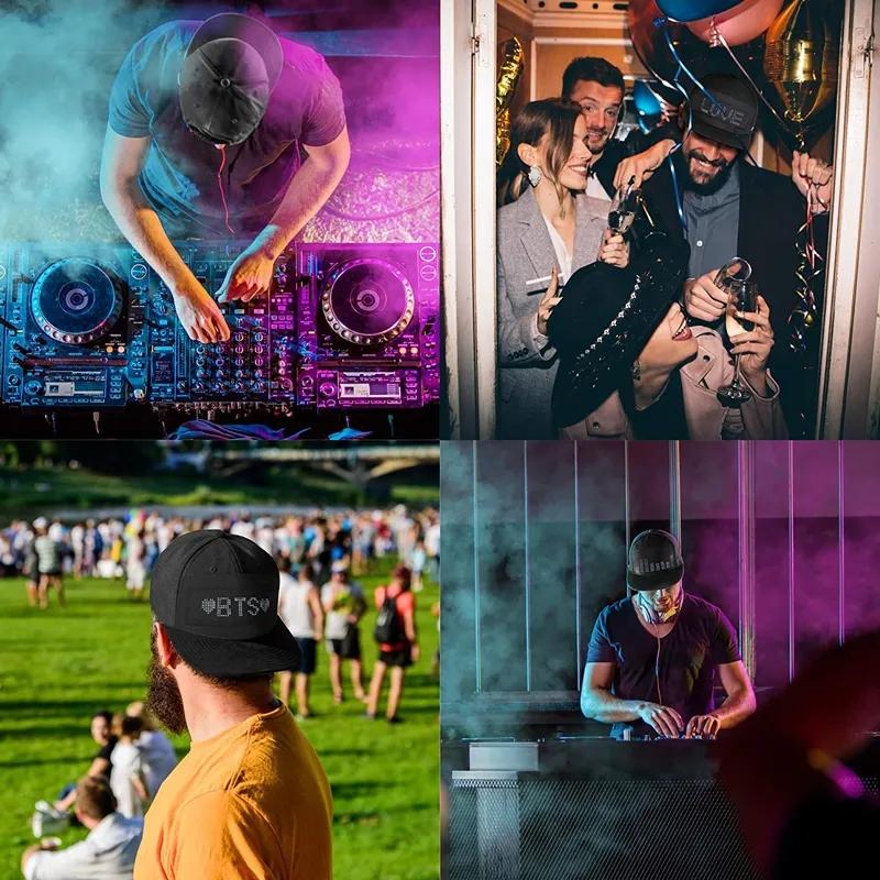 1PC 16x32leds Hat Programmable Hip Hop Cap with App and Bluetooth Control for Festival Party Club Christmas Concert Halloween