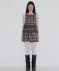 Cecese Tiered Ruffle Check Dress Black