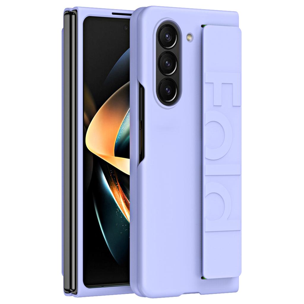 For Samsung Galaxy Z Fold6 5G Skin-Touch Case PC Anti-Fingerprint Phone Cover with Stretch Wristband